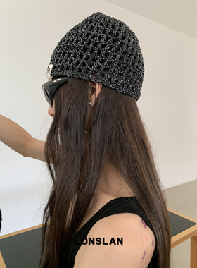LONSLAN ACC 2025ss设计感帅气编织镂空网格包头帽细闪百搭帽子