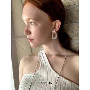 重工时髦INS矩形精致造型耳环耳饰 2024搭配 LONSLAN ACC
