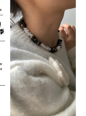 LonslanAcc复古棕拼接珍珠项链