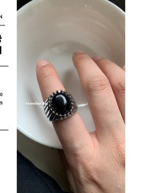 other情侣合金简约黑色戒指