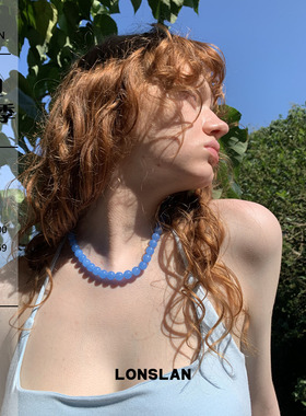LONSLAN ACC 2025ss 简约蓝色显白串珠项链ins小众设计锁骨链
