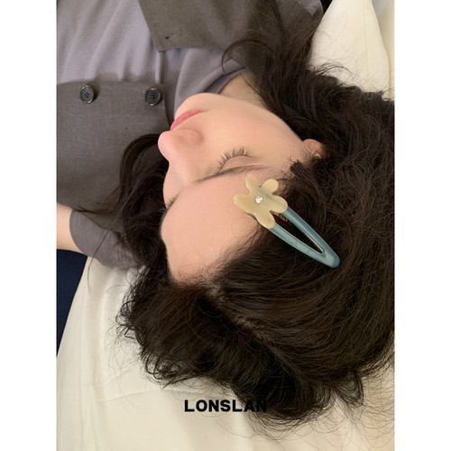LONSLAN ACC新款可爱鸡蛋花彩色醋酸发卡度假风鸭嘴夹甜美刘海夹