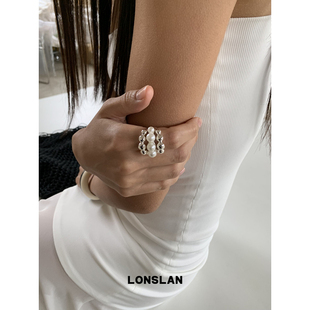 LONSLAN 2025ss高质感开口百搭气质珍珠戒指韩系食指戒 ACC