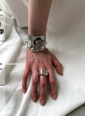 LONSLANACC复古雕刻玫瑰花手镯