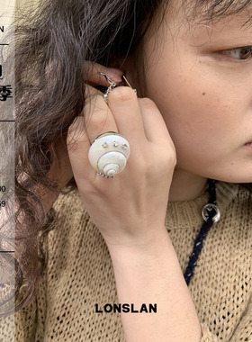 LONSLAN ACC 2025ss海边度假立体感海螺小众开口戒指女时尚指环