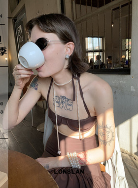 LONSLAN ACC 2025SS韩国小众设计白色气质珍珠长款多层花朵项链