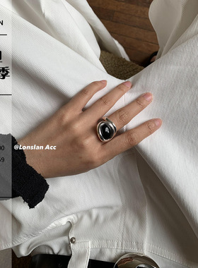 LONSLANACC黑色质感叠层戒指