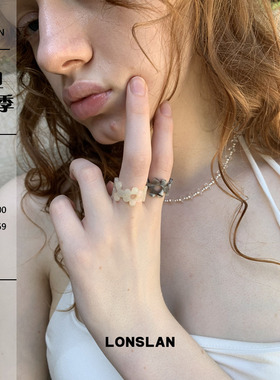 LONSLAN ACC 2025ss 创意花朵镂空醋酸板材戒指百搭食指戒