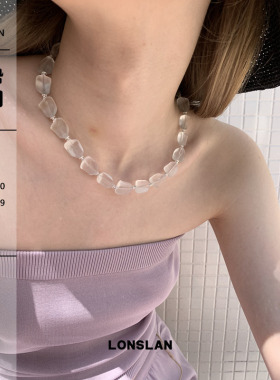 LONSLAN ACC 春夏简约白色水晶不规则方珠高级感锁骨链