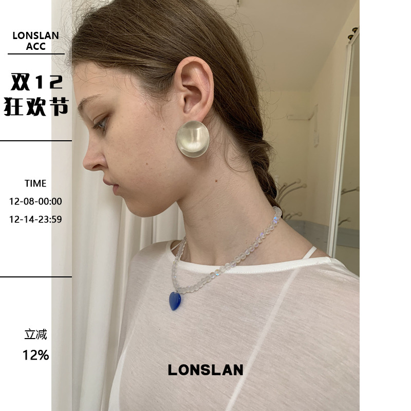 LONSLAN ACC 2025ss气质夸张圆环拉丝耳钉时尚个性配饰