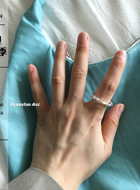 LONSLAN ACC  设计款银白色叠层双层开口别致小众款戒指