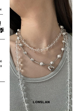 LONSLANACC爱心流苏吊坠项链