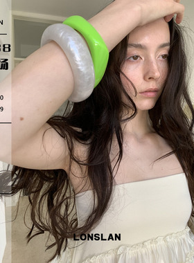 LONSLAN ACC 2025ss韩系亮色几何闭口手镯高质感手环