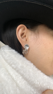 LONSLNA INS设计透明珠水晶c型耳环小众高级感耳饰 ACC