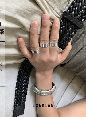 LONSLAN ACC 2025ss小众设计925银简约叠戴宽面戒指个性食指戒