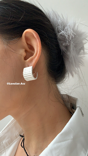 C形编织大气质感耳环 小众设计师设计款 LONSLAN ACC