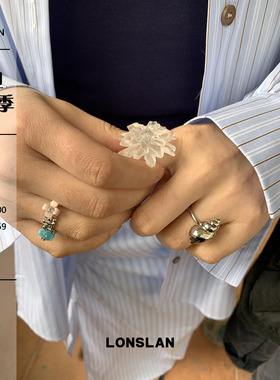 LONSLAN ACC 2025ss银色简约海螺造型感个性韩版戒指可开口指环