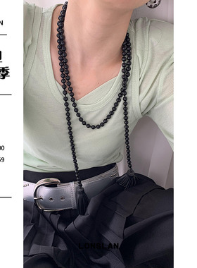 LONSLANACC时髦黑色串珠项链