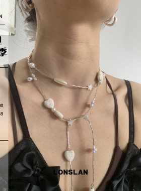 LONSLAN ACC 2025ss 小众设计海星长款DIY项链白色百搭毛衣链