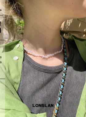 LONSLAN ACC 2025ss韩系白色串珠小米粒项链ins百搭锁骨链