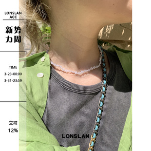 LONSLAN 2025ss韩系白色串珠小米粒项链ins百搭锁骨链 ACC