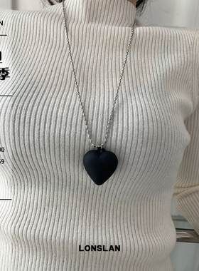 LONSLANACC黑色爱心长款毛衣项链