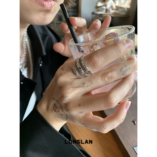 小众配饰多层环绕菱格戒指百搭食指戒 2025SS个性 LONSLAN ACC
