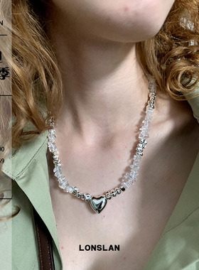 LONSLANACC爱心流苏吊坠项链
