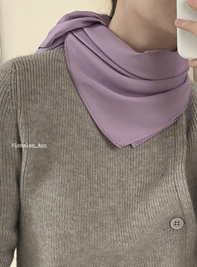 Lonslan acc 韩国时尚单品亮色系紫色多功能方巾头巾抹胸 bi眼入