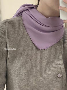 单品亮色系紫色多功能方巾头巾抹胸 韩国时尚 bi眼入 acc Lonslan