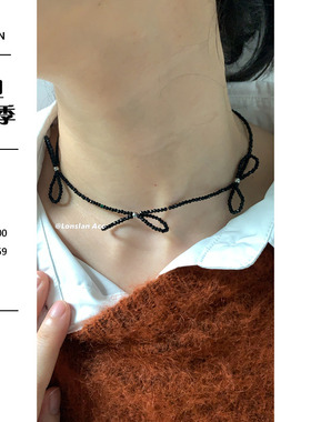 LonslanAcc串珠蝴蝶结拼接颈链