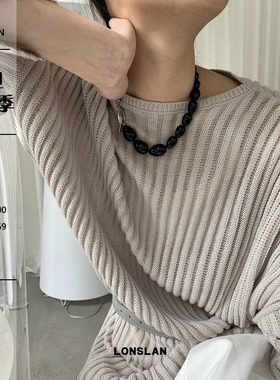 LONSLANACC椭圆黑玛瑙串珠项链