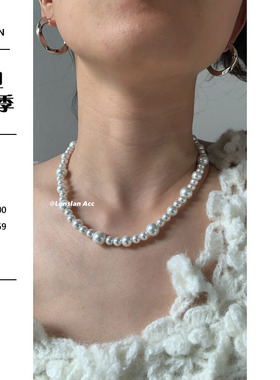 LonslanAcc复古乳白色珍珠项链