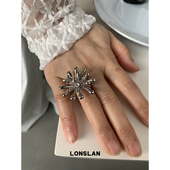 LONSLAN ACC 2025ss独特小众设计银色烟花开口食指戒夸张戒指
