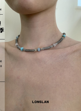 LONSLANACC夏日沙滩蓝色串珠项链