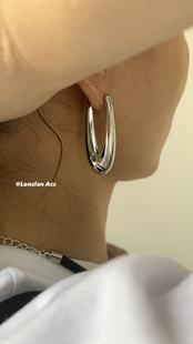 LONSLAN 立体椭圆吊坠质感别致耳环 ACC