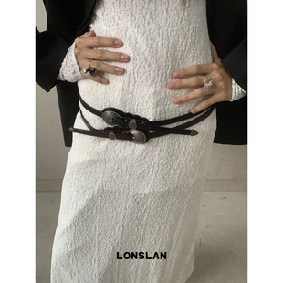真皮皮带 2025ss复古圆环扣百搭叠戴细腰带时尚 LONSLAN ACC