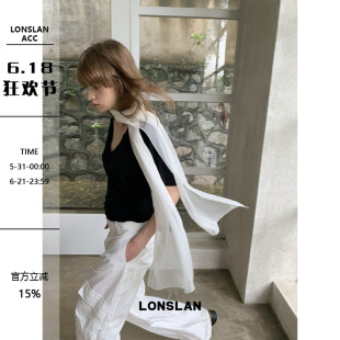 LONSLAN ACC 春夏丝巾高级感夏季薄款细长条渐变薄纱搭配衬衫头巾