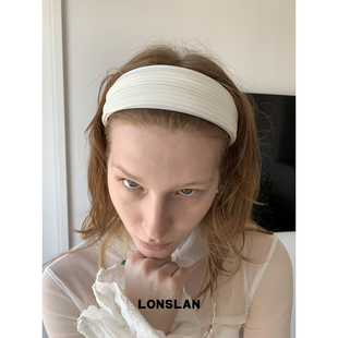 LONSLAN 2025ss韩系简约黑白宽边遮发缝褶皱发箍百搭头箍 ACC
