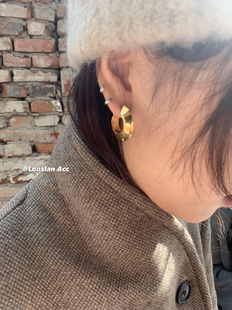 质感重金属圆圈卡扣百搭耳环 小众设计气质 Lonslan ACC