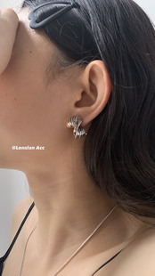 LONSLAN 可爱小巧编织蝴蝶结耳钉耳环 ACC