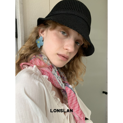LONSLAN ACC 春夏新款遮阳网纱休闲遮阳渔夫帽绑带盆栽帽子