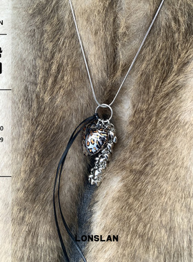 LONSLANACC爱心拼接豹纹毛衣项链