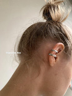 不定义性别耳饰 随意金属银侧边耳骨夹 LONSLAN ACC