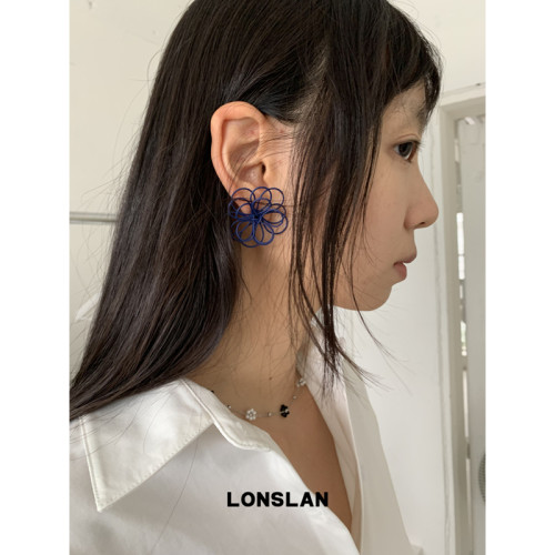 LONSLAN ACC 26早秋 韩系精致线条花朵立体感百搭耳环搭配好物