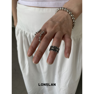 气质配饰 2025ss复古做旧百搭花朵叠戴戒指时尚 LONSLAN ACC