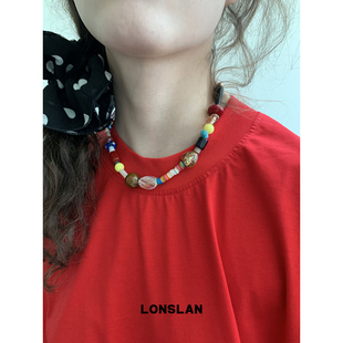 素混搭万花筒彩色串珠项链多巴胺 2025ss复古多种元 LONSLAN ACC