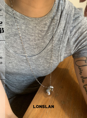 LONSLAN ACC 2025SS简约长款银色花瓶毛衣链设计感项链