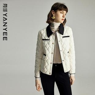 颜域翻领短款羽绒服大码女装2024新款冬季气质百搭保暖白鸭绒外套