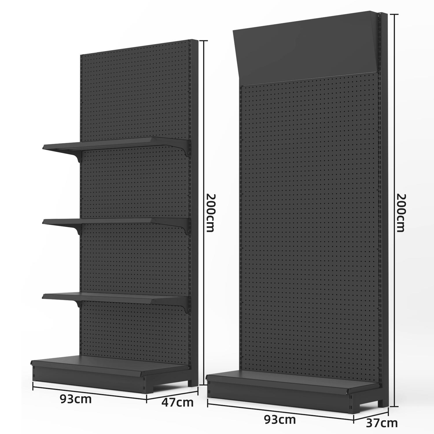 洞洞板货架黑色架子置物架配件超市五金工具架墙上金属挂板展示架